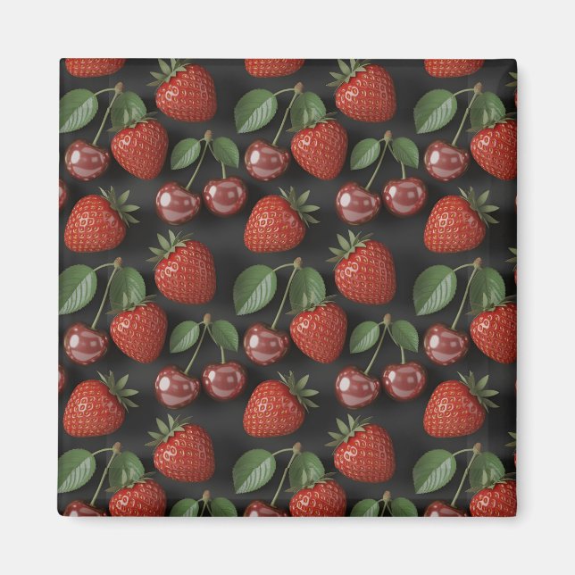 Seamless Pattern with Strawberries and Cherries Magnet (Front)