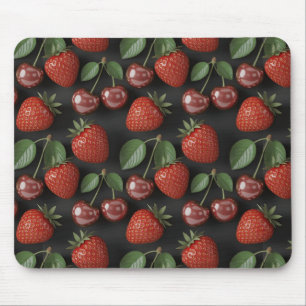 Seamless Pattern with Strawberries and Cherries Mouse Pad