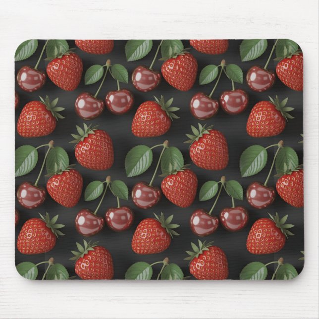 Seamless Pattern with Strawberries and Cherries Mouse Pad (Front)