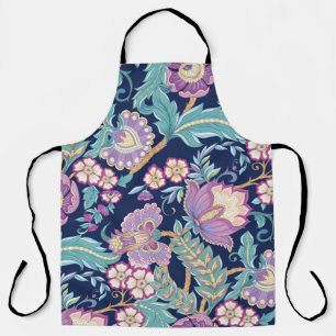 Seamless pattern with stylised ornamental flowers apron