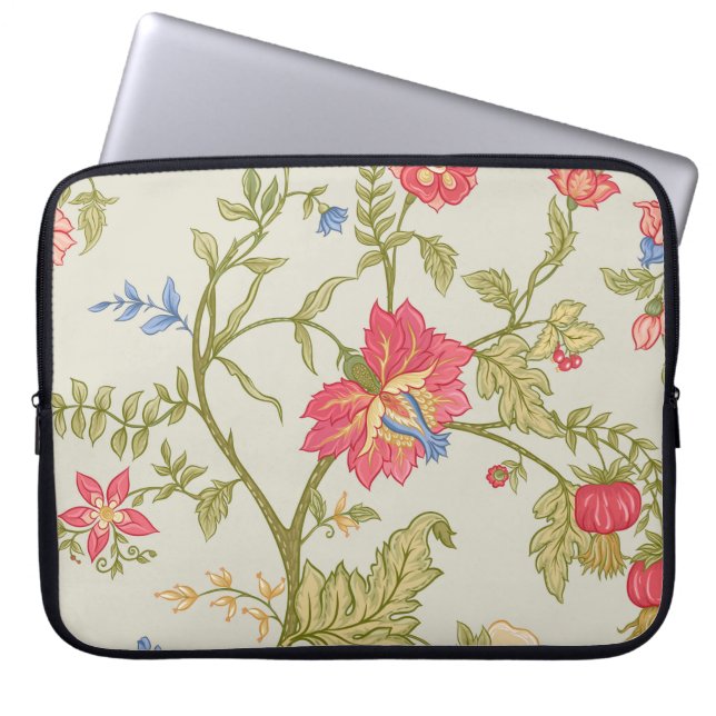 Seamless pattern with stylised ornamental flowers  laptop sleeve (Front)