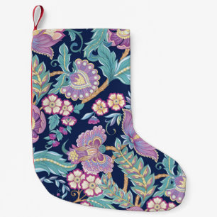 Seamless pattern with stylised ornamental flowers small christmas stocking