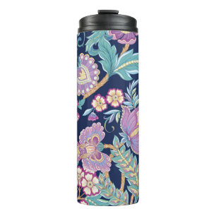 Seamless pattern with stylised ornamental flowers thermal tumbler