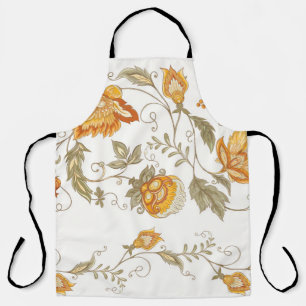 Seamless pattern with stylized ornamental flowers apron