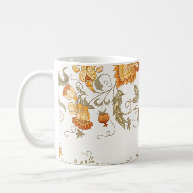 Seamless pattern with stylized ornamental flowers  coffee mug (Left)