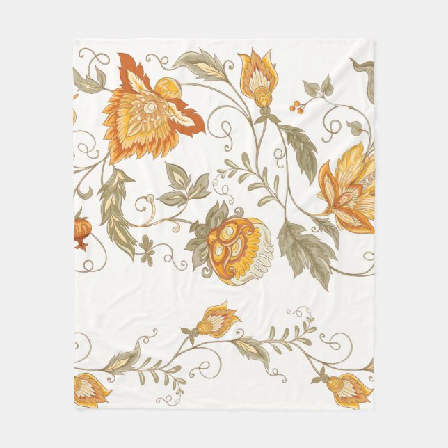 Seamless pattern with stylized ornamental flowers  fleece blanket (Front)