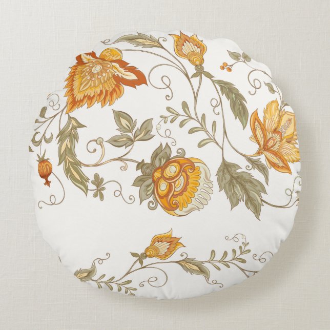Seamless pattern with stylized ornamental flowers  round cushion (Front)