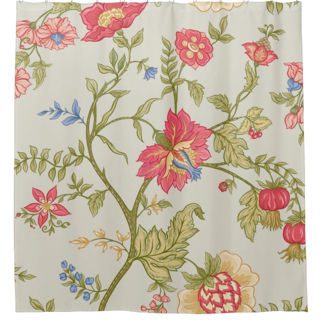 Seamless pattern with stylized ornamental flowers  shower curtain (Front)