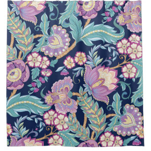 Seamless pattern with stylized ornamental flowers shower curtain