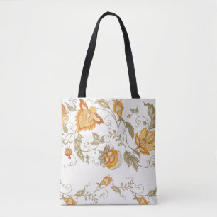 Seamless pattern with stylized ornamental flowers tote bag