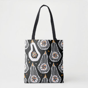 Seamless pattern with stylized pumpkins and seeds tote bag