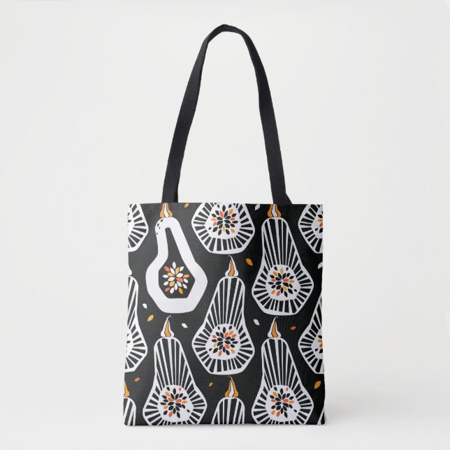 Seamless pattern with stylized pumpkins and seeds tote bag (Front)