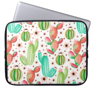 Seamless pattern with succulents. Watercolor cactu Laptop Sleeve