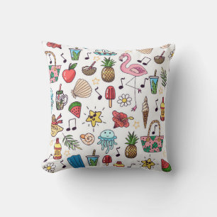 Seamless pattern with summer elements. illustratio cushion