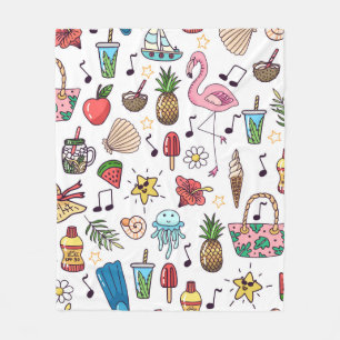 Seamless pattern with summer elements. illustratio fleece blanket