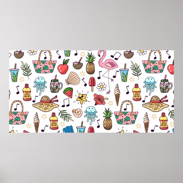 Seamless pattern with summer elements. illustratio poster (Front)