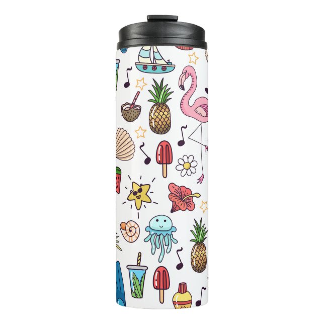 Seamless pattern with summer elements. illustratio thermal tumbler (Front)
