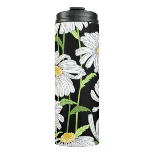 seamless pattern with summer flowers thermal tumbler