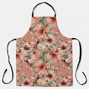 Seamless pattern with sunflowers and apples apron