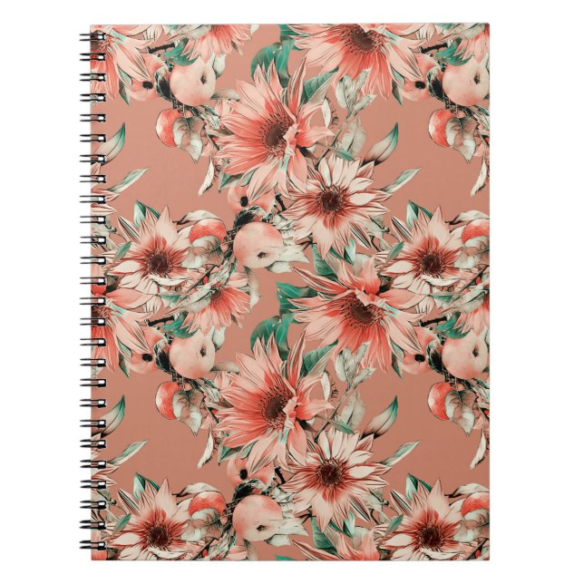 Seamless pattern with sunflowers and apples notebook (Front)