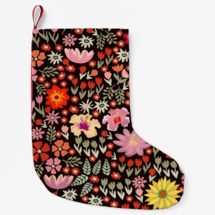 Seamless pattern with sunflowers asters tulips small christmas stocking