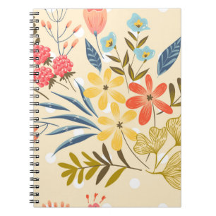 Seamless pattern with the abstract flowers notebook