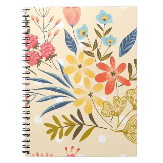 Seamless pattern with the abstract flowers notebook (Front)
