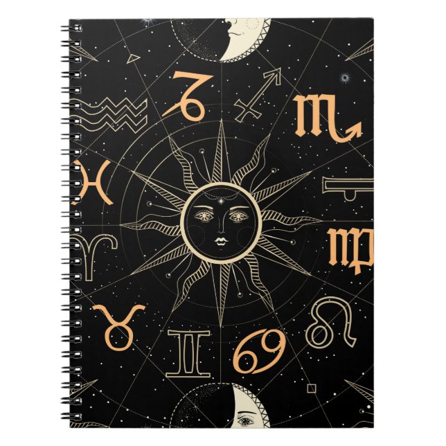 Seamless pattern with the Horoscope circle with Zo Notebook (Front)