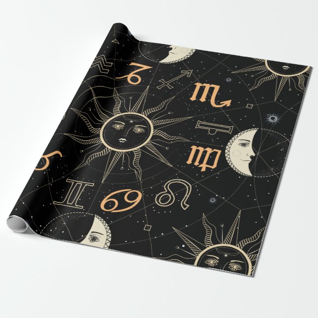 Seamless pattern with the Horoscope circle with Zo Wrapping Paper (Unrolled)