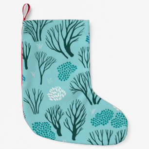 seamless pattern with the winter woodland small christmas stocking