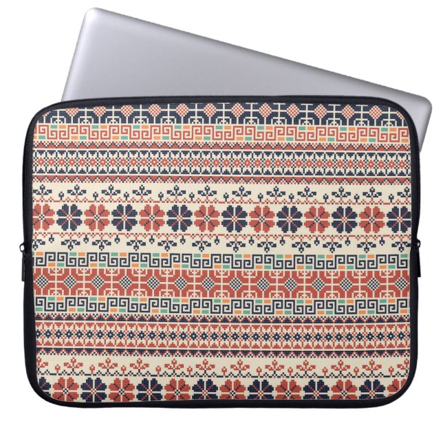 Seamless pattern with traditional palestinian embr laptop sleeve (Front)