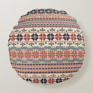 Seamless pattern with traditional palestinian embr round cushion