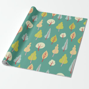 Seamless pattern with trees. coloured autumn trees wrapping paper
