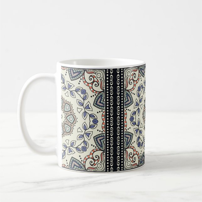 Seamless pattern with tribal ethnic mandala coffee mug (Left)