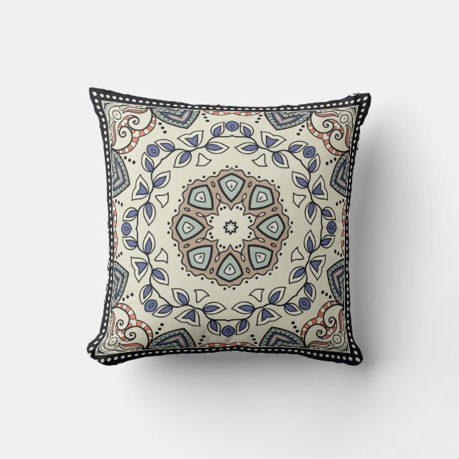 Seamless pattern with tribal ethnic mandala cushion (Front)