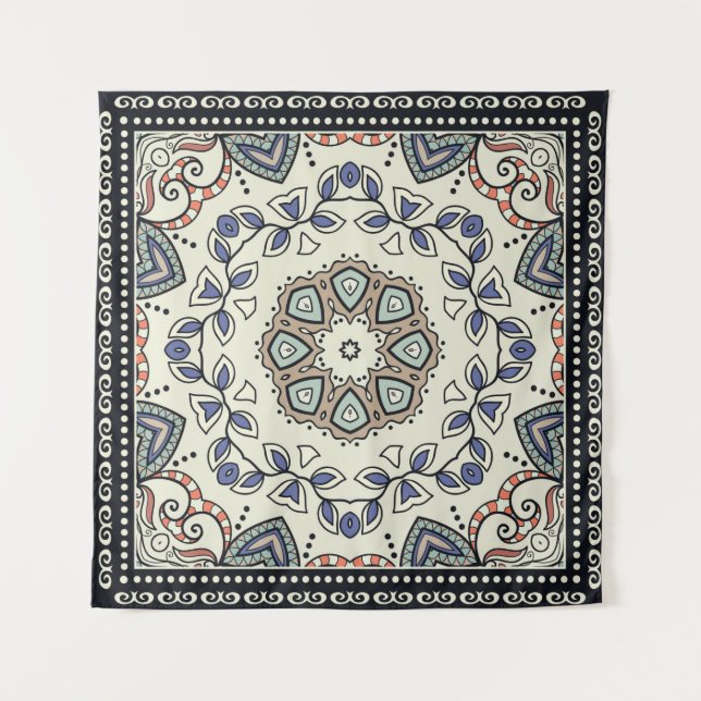 Seamless pattern with tribal ethnic mandala tapestry (Front)