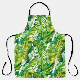Seamless pattern with tropical banana leaves. Wate Apron