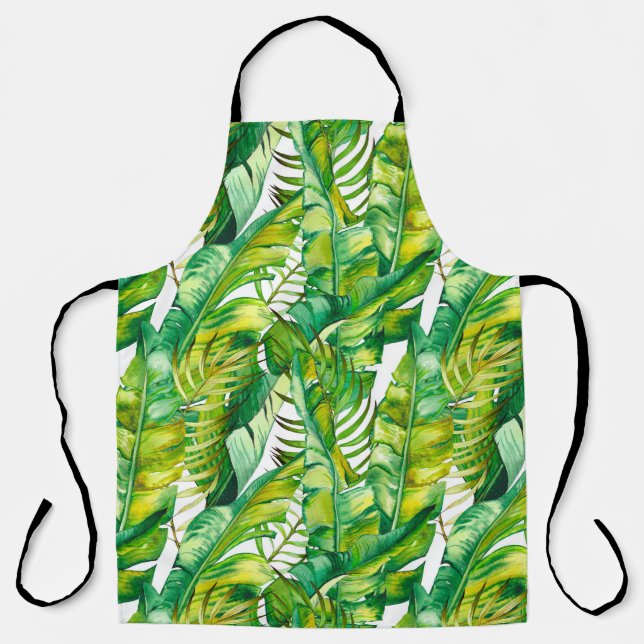 Seamless pattern with tropical banana leaves. Wate Apron (Front)
