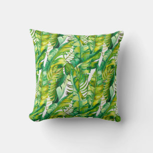 Seamless pattern with tropical banana leaves. Wate Cushion