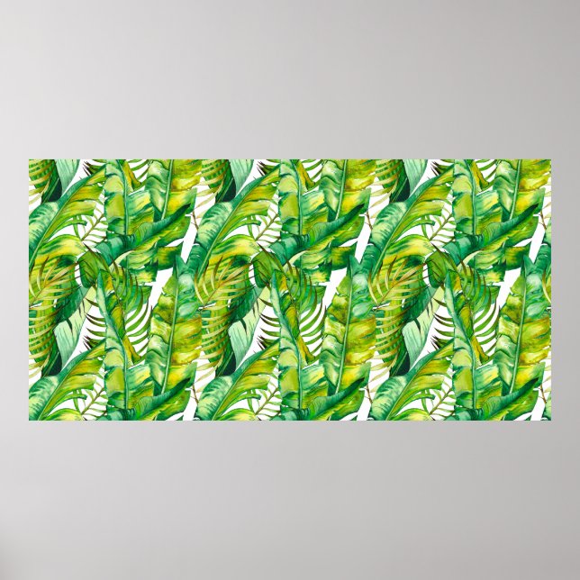 Seamless pattern with tropical banana leaves. Wate Poster (Front)