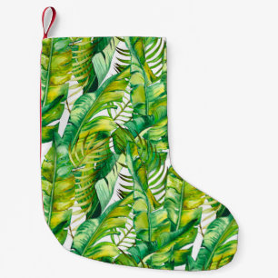 Seamless pattern with tropical banana leaves. Wate Small Christmas Stocking