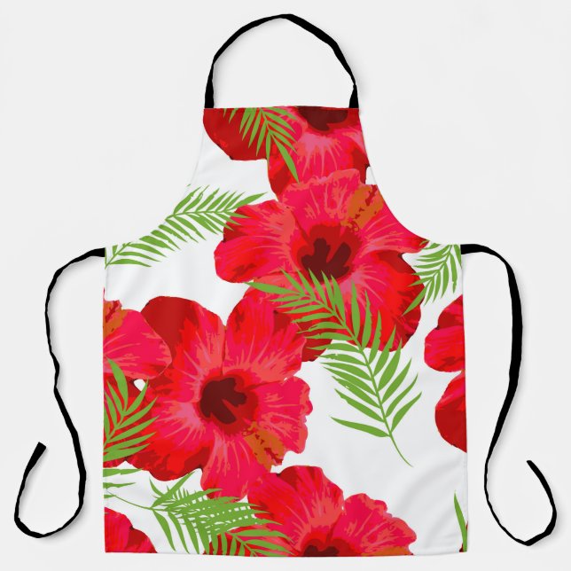 Seamless pattern with tropical flower,  palm leave apron (Front)
