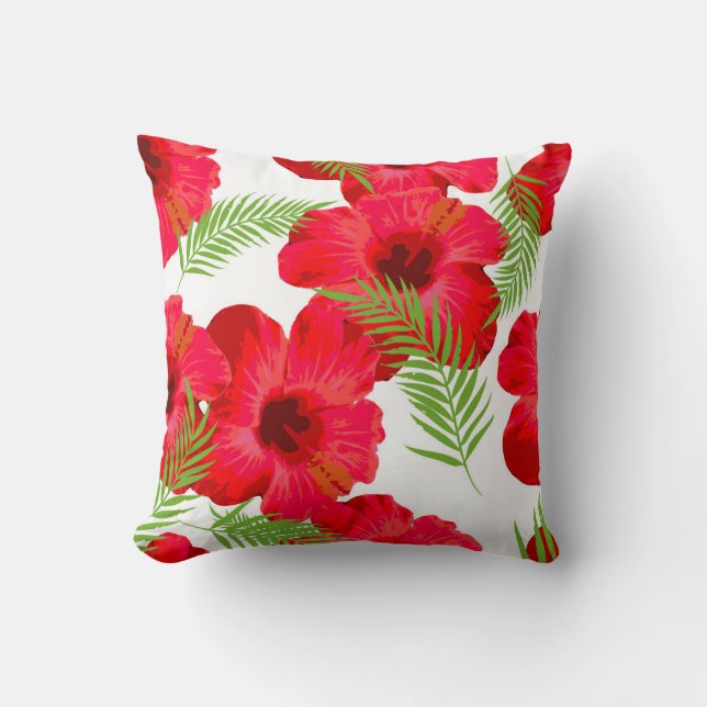 Seamless pattern with tropical flower,  palm leave cushion (Front)