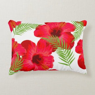 Seamless pattern with tropical flower, palm leave decorative cushion