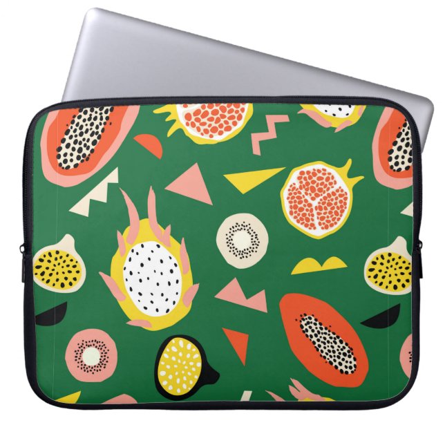 Seamless pattern with tropical fruits laptop sleeve (Front)