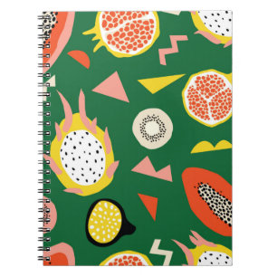 Seamless pattern with tropical fruits notebook