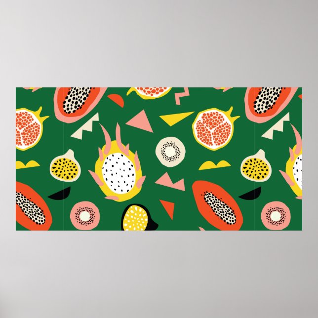 Seamless pattern with tropical fruits poster (Front)