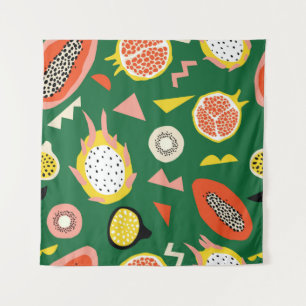 Seamless pattern with tropical fruits tapestry