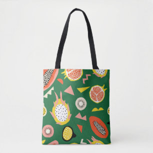 Seamless pattern with tropical fruits tote bag