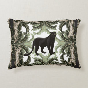 Seamless pattern with tropical leaves and animals decorative cushion